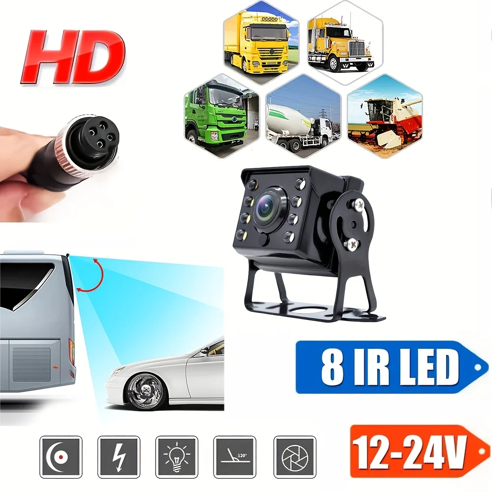 Heavy Duty 4-Pin Night Vision 8LED Back Up Camera CCD Car Rearview Camera for Vehicles Car Back Camera Universal HD