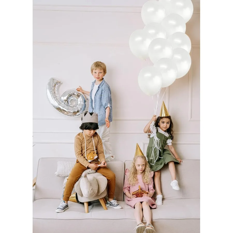 بالونات بيضاء لؤلؤية 12 بوصة 50 قطعة بالونات غير لامعة مستديرة لؤلؤية بيضاء اللاتكس لحفلات الزفاف وأعياد الميلاد وعيد الميلاد وعرض الطفل