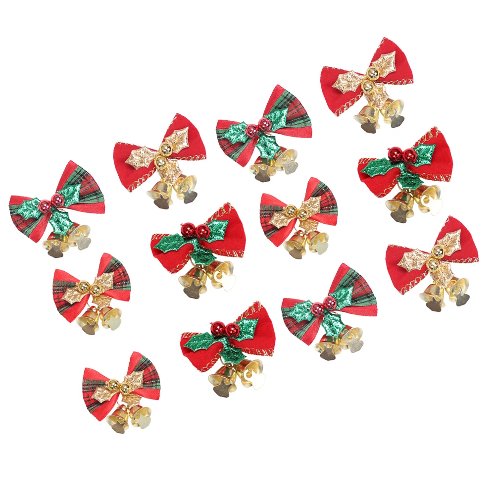 

12 Pcs Christmas Decorations Cloth Iron Soft Reusable DIY Party Holiday Xmas Tree Wedding Garden Bow Bell