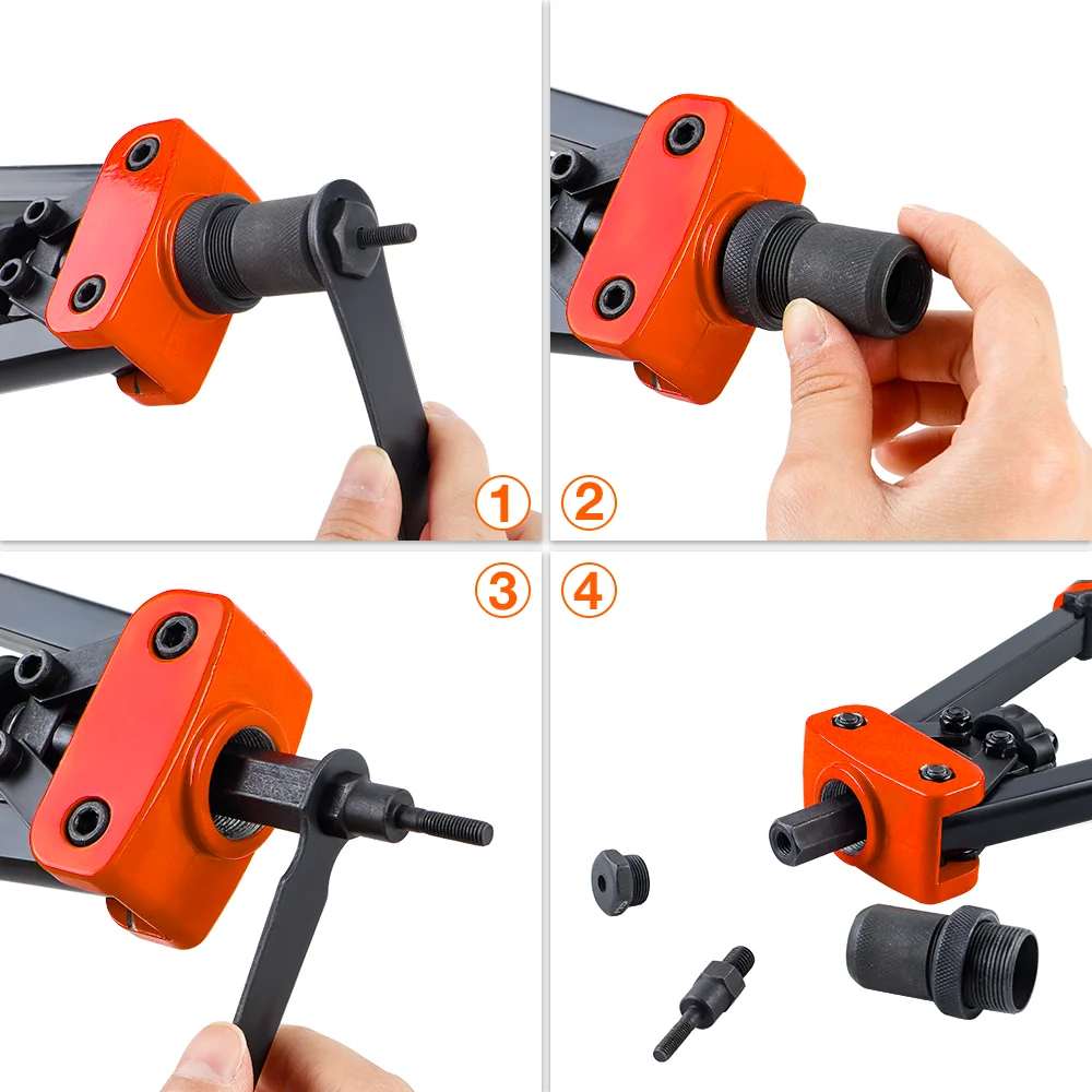 M3 M4 M5 M6 M8 M10 Rivet Nut Gun, Riveting Tool Kit, Professional Manual Nut Installation Kit Including Wrench And Carrying Case