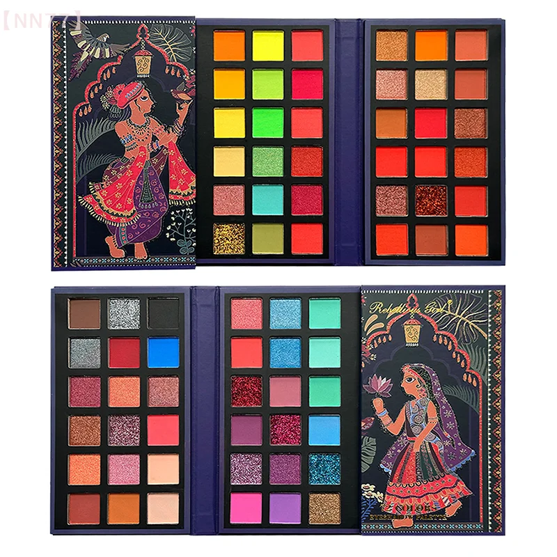 72 kleuren oogschaduwpalet - 4-in-1 professioneel make-uppalet, matte en glanzende oogschaduw, sterk gepigmenteerd kleurrijk palet