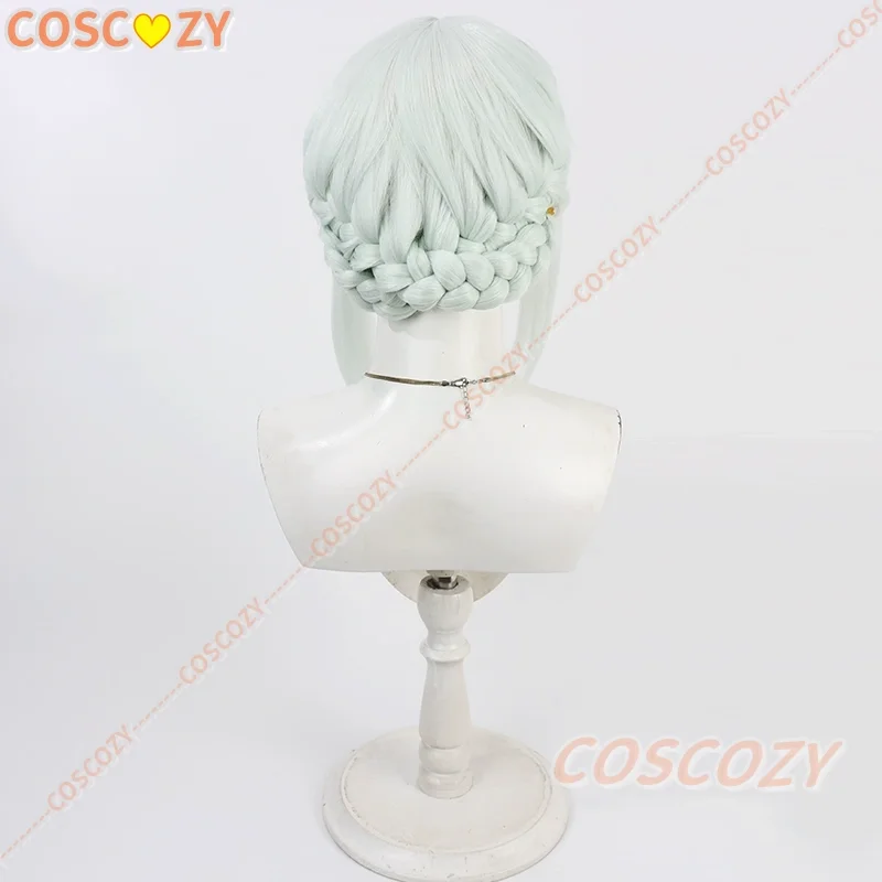 เฟท/แกรนด์ออร์เดอร์ ลูฮีคอสเพลย์วิกผมสีเทาอ่อน-สีฟ้าเส้นใยทนความร้อนผมเกม FGO ฮาโลวีนสั้นตรงหน้าม้าถักวิกผม