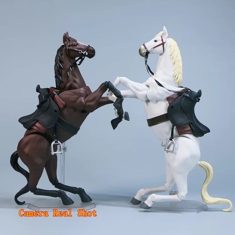 

Figma Super Articulated Horse Action Figure With Saddle White Brown Black Collectible Model For Adult Collectors