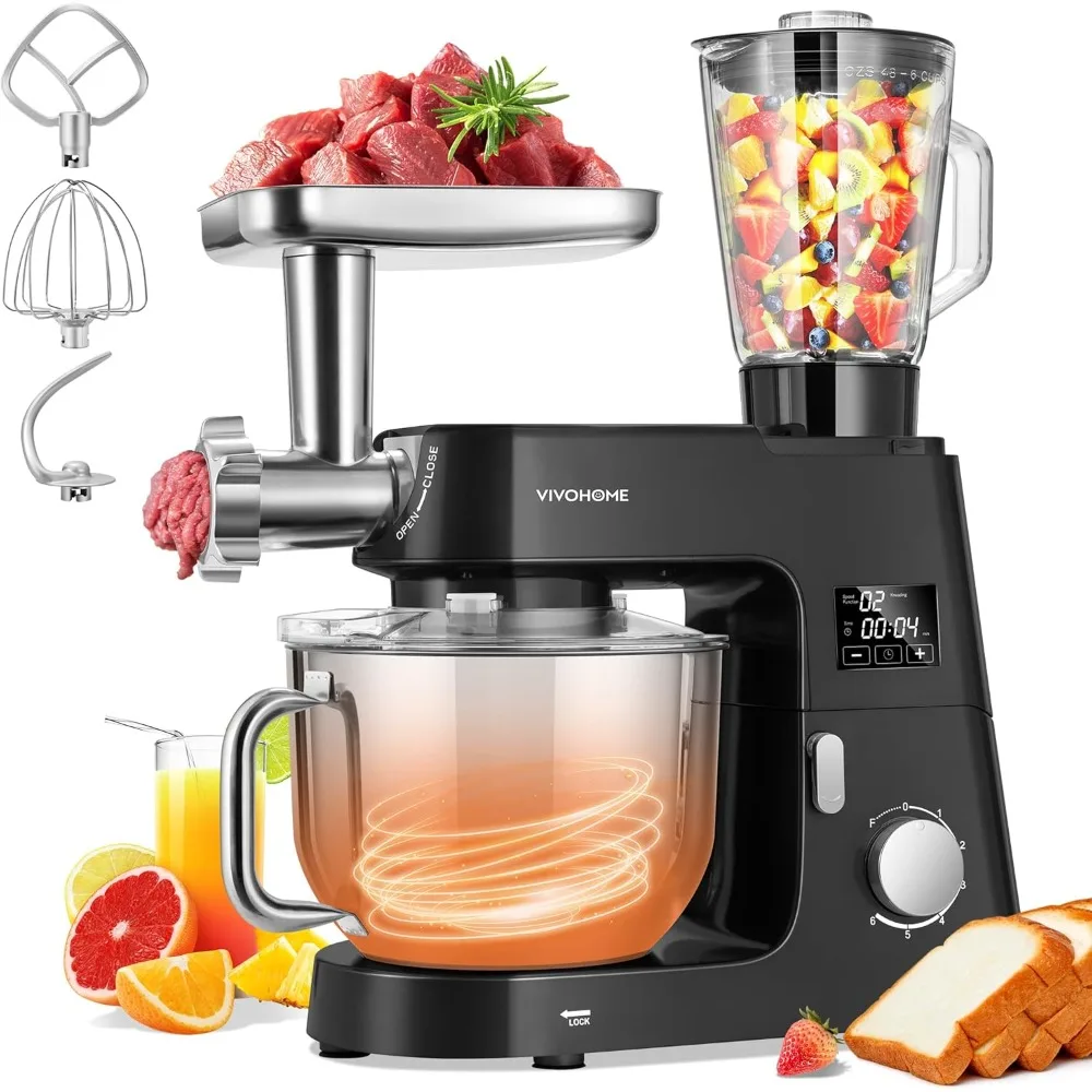 9 in 1 Multifunctional Stand Mixer with Fermentation, 6 Speed 7.5 Quart Kitchen Electric Food Mixer with Timer, Juice Blender