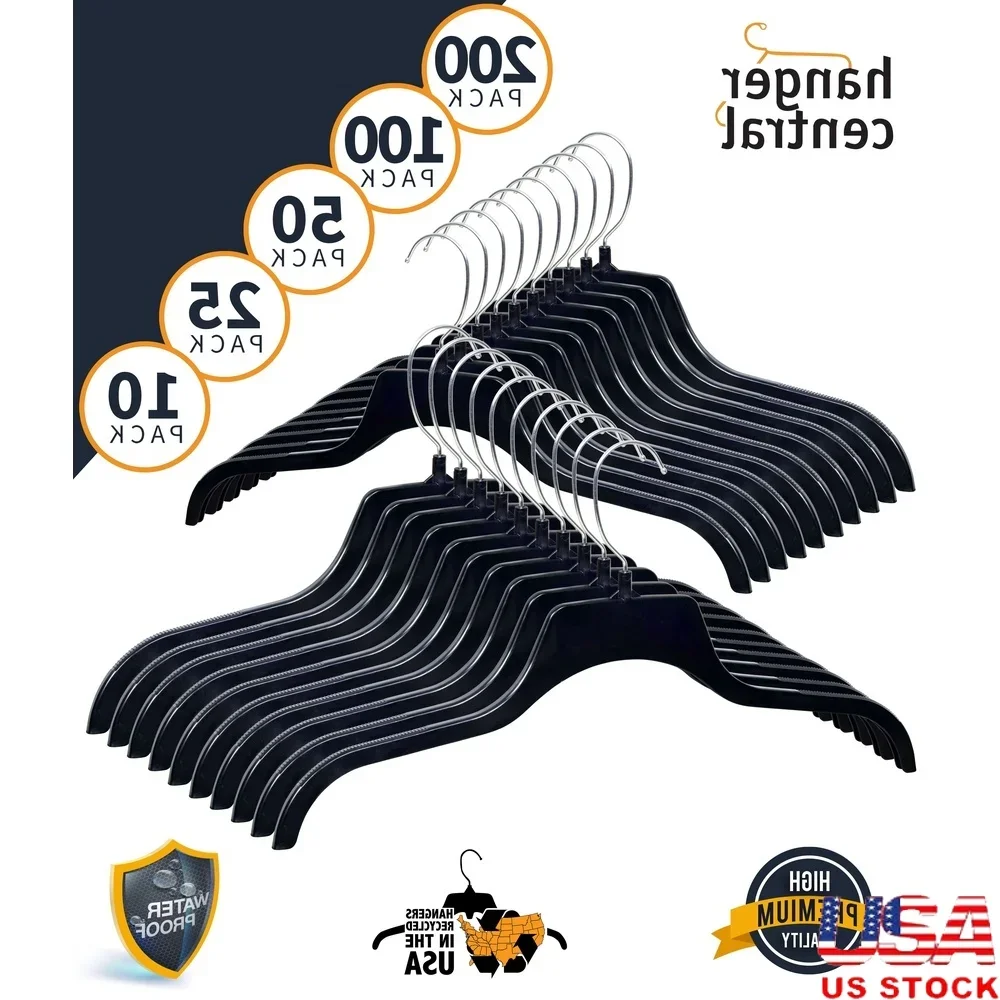 شماعات سترة بلاستيكية غير قابلة للانزلاق شديدة التحمل مع خطافات دوارة مقاس 19 بوصة 10 عبوات منظم ملابس مقاوم للكسر #1