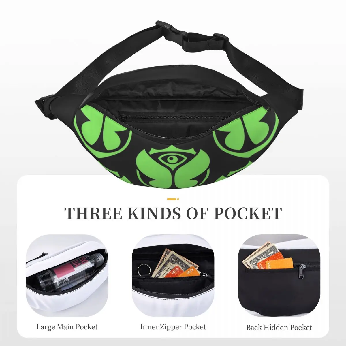 Green Tomorrowland Unisex Waist Bag Multifunction Sling Crossbody Bags Chest Bags Short Trip Waist Pack