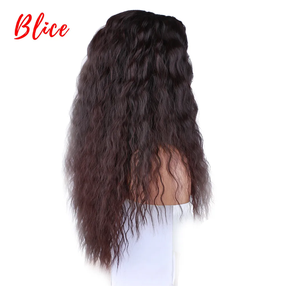 Blice Long Wavy sintetico crespo riccio inginocchiato Afrocan americano riccio ad alta temperatura con Topper per la pelle 20 pollici