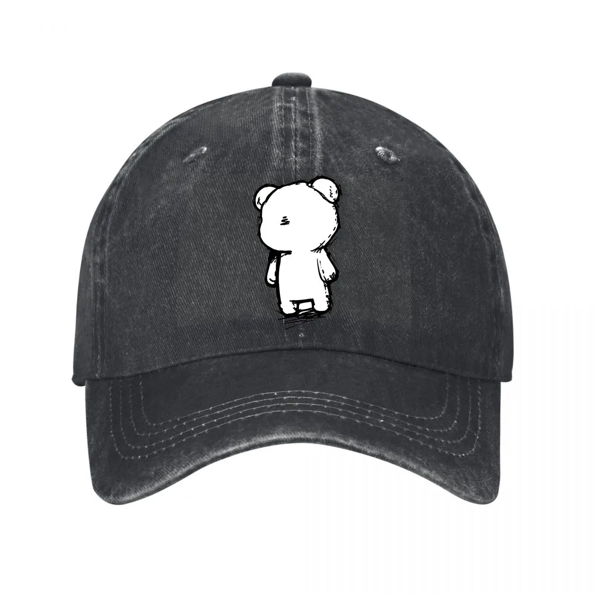 Cute White Bear Cartoon Standing Character Illustration New Vintage Washed Cotton Baseball Cap Sun Hats