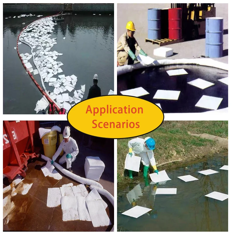 100% بولي بروبيلين أبيض ثقيل الوزن، وسادة ماصة فقط، وسادة استجابة لانسكاب الزيت