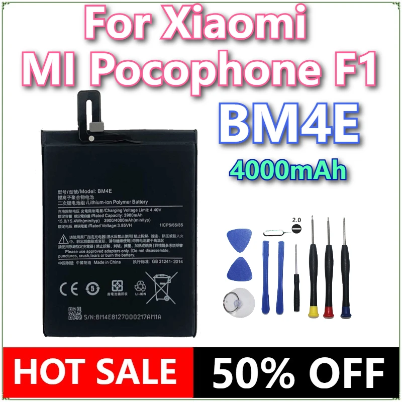 

Brand New BM4E 4000mAh Mobile Phone Battery For Xiaomi MI Pocophone F1 BM4E High Quality Phone Replacement Batteries +Tools