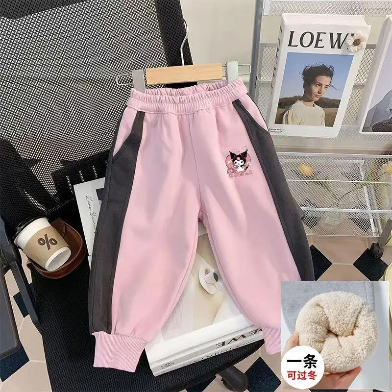 

Sanrio Kuromi Girls Fleece Lined Jogger Pants Winter Warm Elastic Waist Cuffed Ankle Sweatpants For School Casual Sports Cute