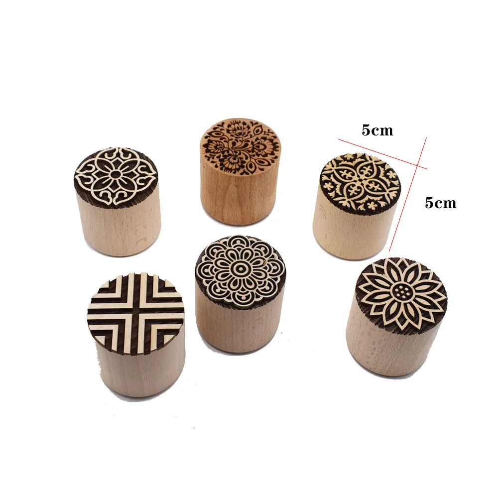 5 Cm Wood National Style Group Flower Pottery Texture Seal Pottery Clay Embossed Merchandise Model Making Tool