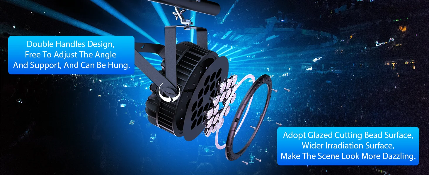 Yiflamefly 180W Wasserdichte Par-Scheinwerfer 18x10W RGBW LEDs Bühnenlicht DMX Par Can für Outdoor-Hochzeiten, Beleuchtungsperformance, Bar, KTV – Detail 5