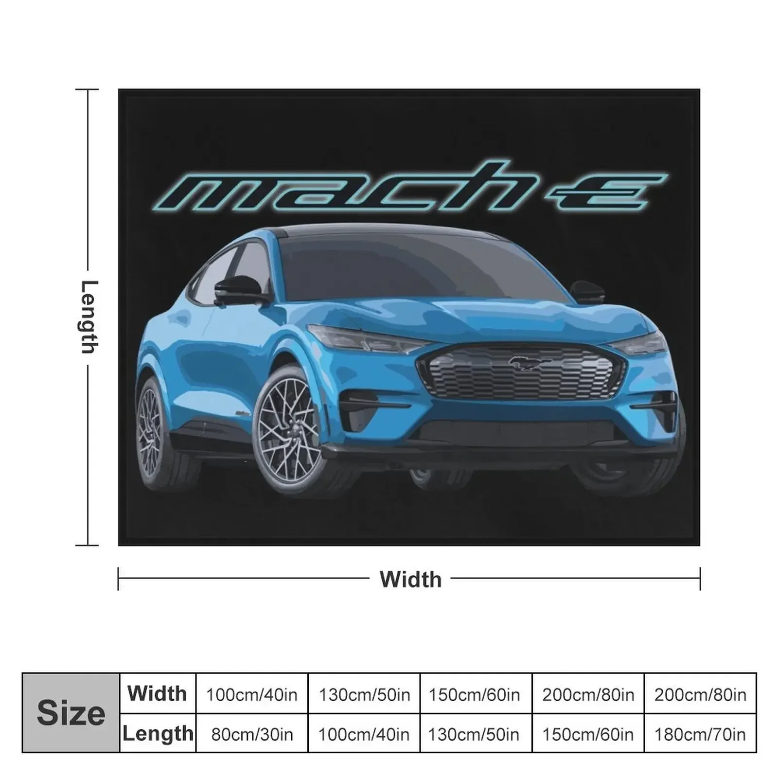 MUSTANG MACH-E GT Grabber Blue Electric Throw Blanket Travel manga sofa bed Blankets