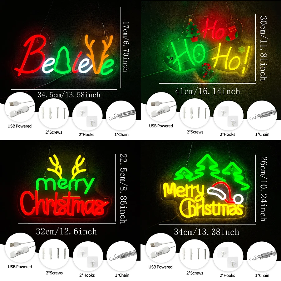 Merry Christmas Neon Sign For Wall Decor,Led Neon Light For Man Cave,Bedroom,Living Room,Bar,Club,Shop,Christmas Gift Decoration