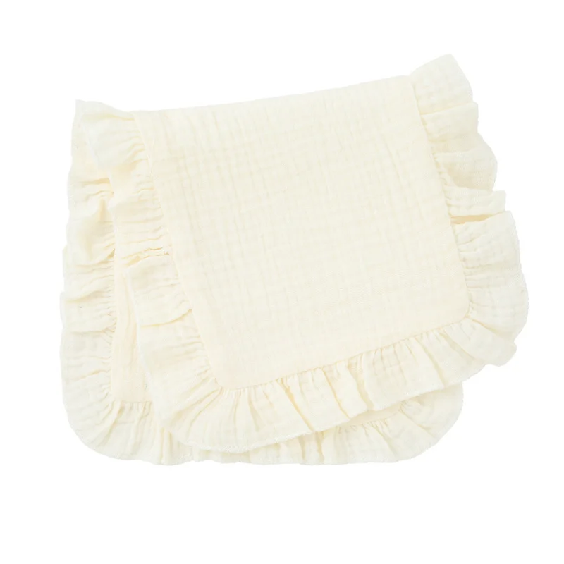 Serviette Réconfortante en Gaze de Coton Brodée pour Bébé, Mouchoir Multifonctionnel, Cadeau pour Nouveau-Né, à Volants Solides