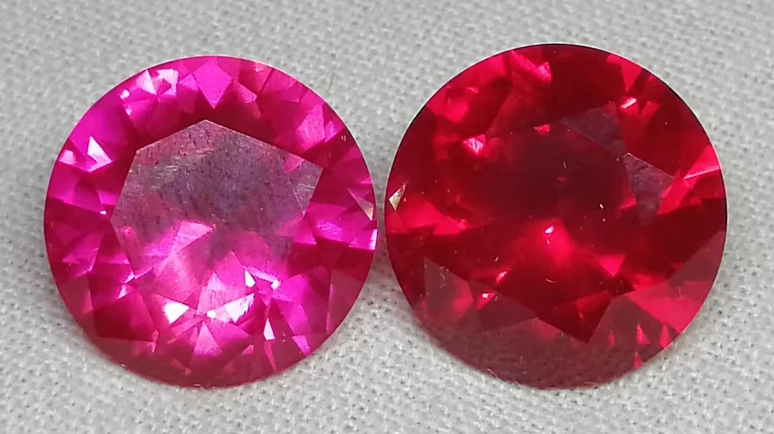 2 Stück/Set, roter Rubin, rosa Rubin, 15,0 mm, großer, runder Schliff, bestanden UV-Test, Mohs-Härte, Edelstein für Schmuckherstellung/Sammlung/Geschenkstein. – Detail 4
