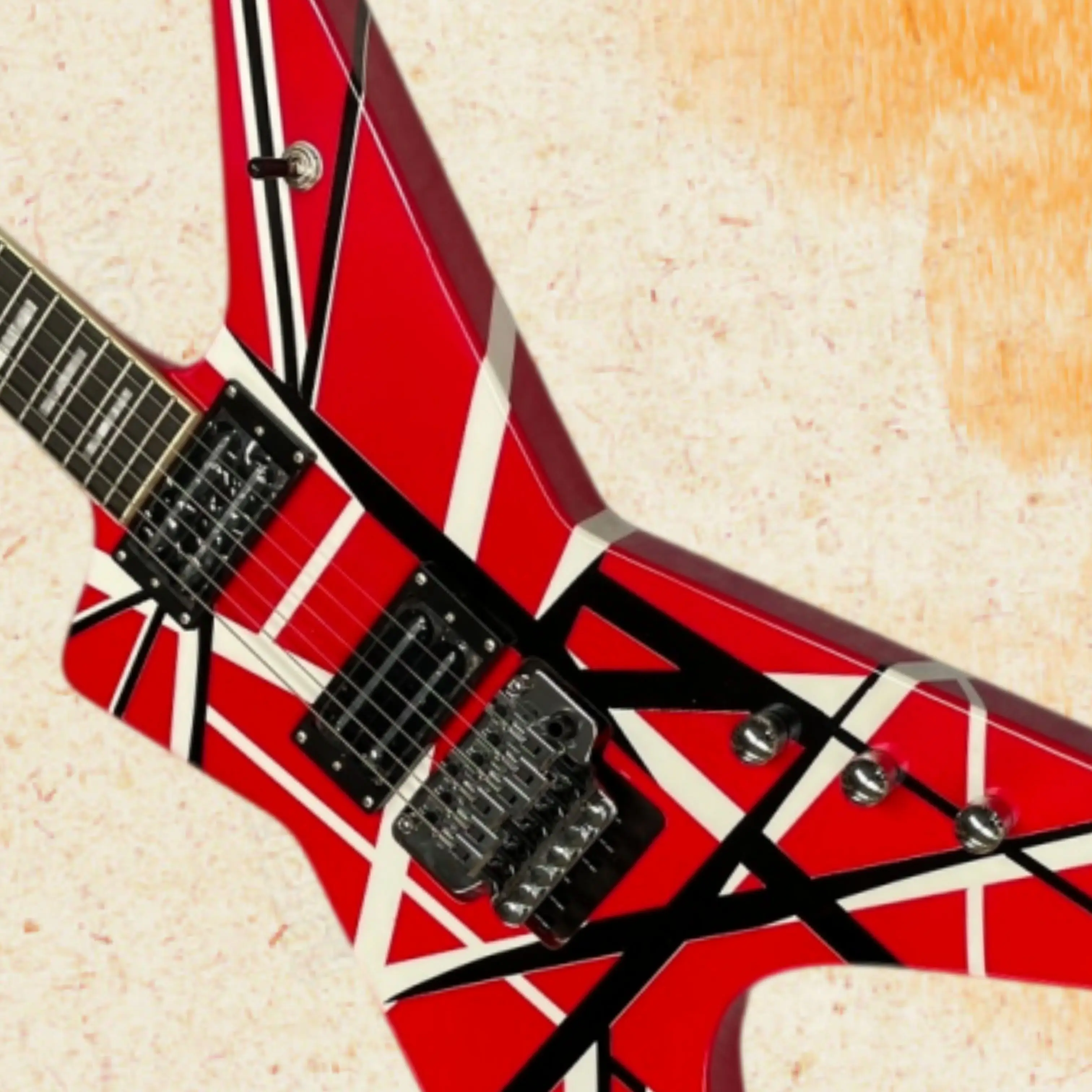 Eye-catching Geometric Painted Shaped ElectricGuitar,HH Pickup,Vintage Rock Style Guitars,Musician Rehearsal Collection Guitarra