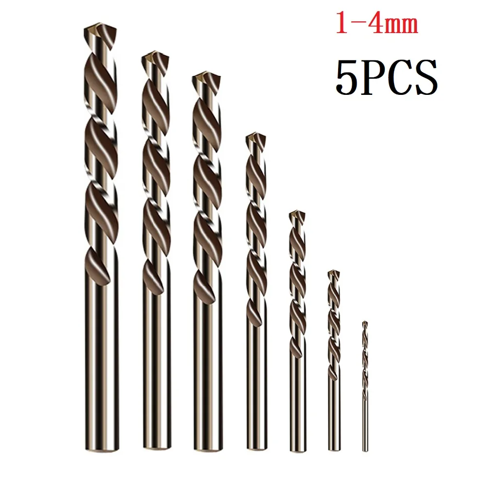 5pcs HSS M35 Cobalt Auger Drill Bit 1/1.5/2/2.5/3/3.5/4mm 135 Degree Split Point Tip For Stainless Steel Metal Wood Hole Cutter