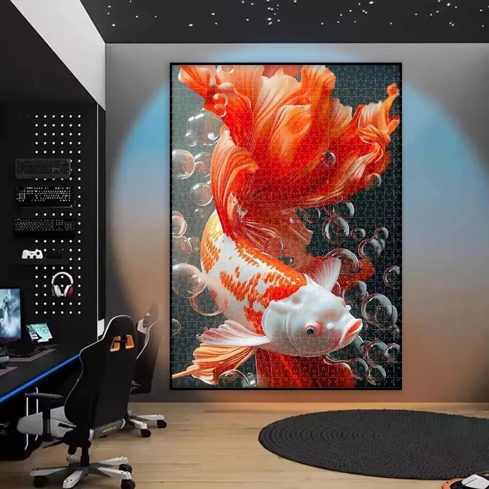 500 PCS Puzzle Koi Fish That Always Brings Good Luck Diy for Adults Beginners - Handmade, Gifts Home Decoration Games