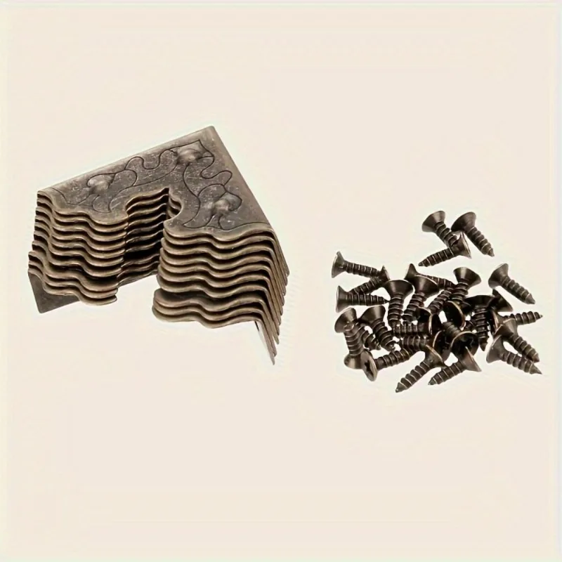 20 Stück antikes Möbelzubehör, Metall-Eckenschutz, Metallhandwerk, Schmuckschatulle, Kantenschutz, Ecke 25 mm, rechtwinklig