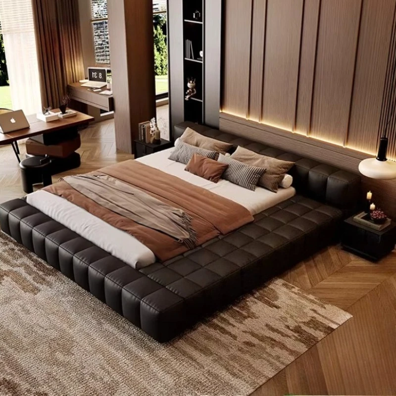 Camas tatami de cuero de lujo de 150x200 y 180x200 cm, cama doble tamaño queen para 2 personas, camas con estructura y marcos de cama, muebles de dormitorio