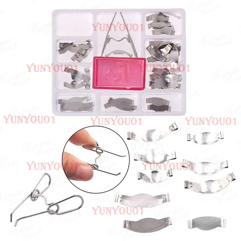 36/100 Pcs Dental Supplies Matrix with Springclip NO.1.330 Sectional Contoured Metal Matrices Full Kit for Teeth Replacement