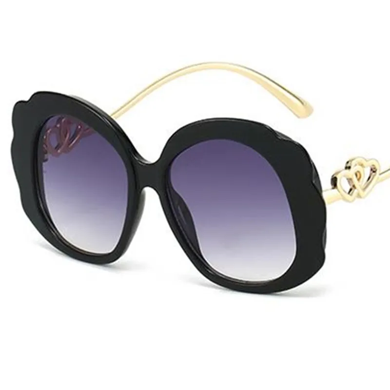

NEW Sun Glasses Women Anti-UV Spectacles Patchwork Frame Eyeglasses Oversize Google Double Heart Design Temples Sunglasses