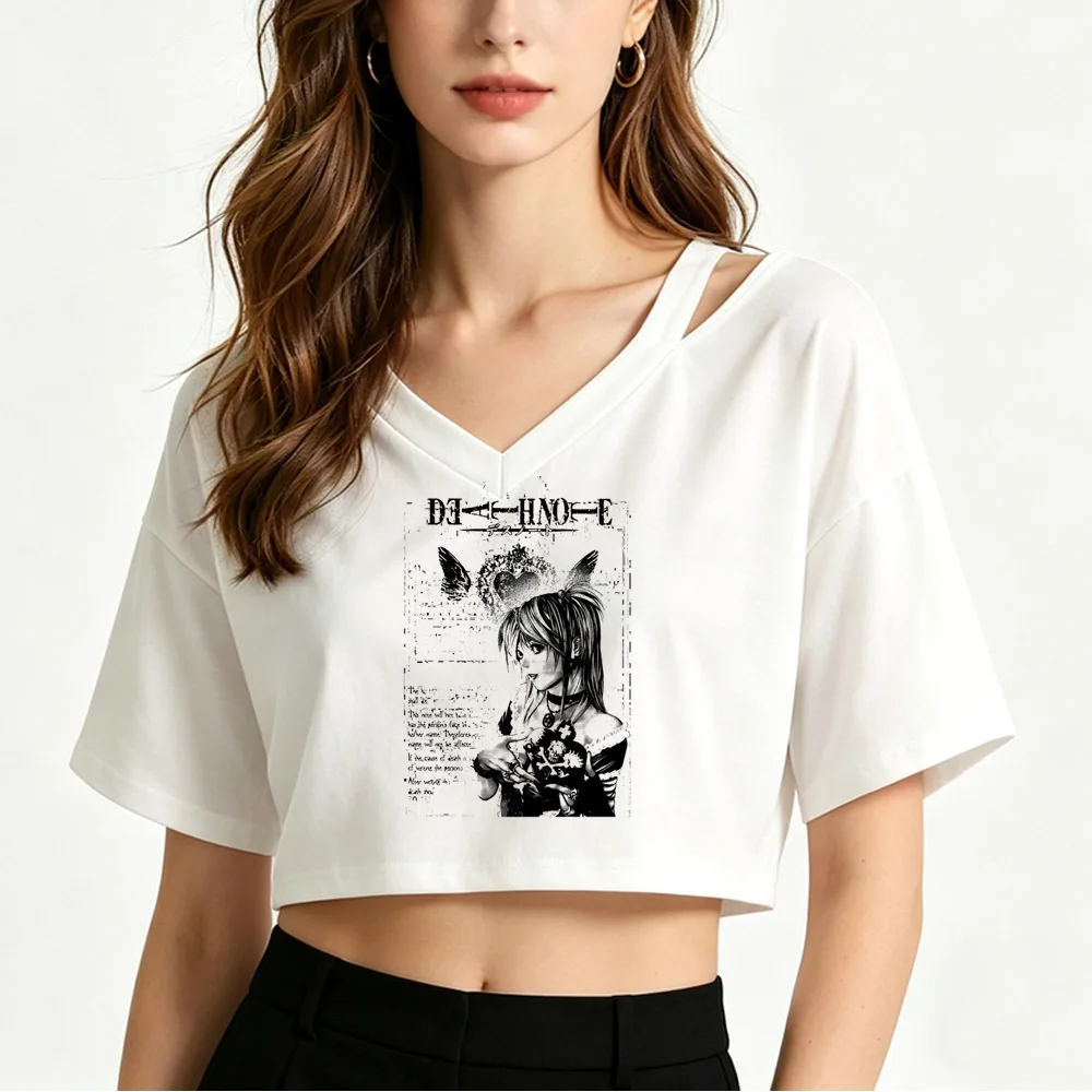 Death Note cropped top teen scene  funny y2k vintage harajuku shirt anime gothic streetwear