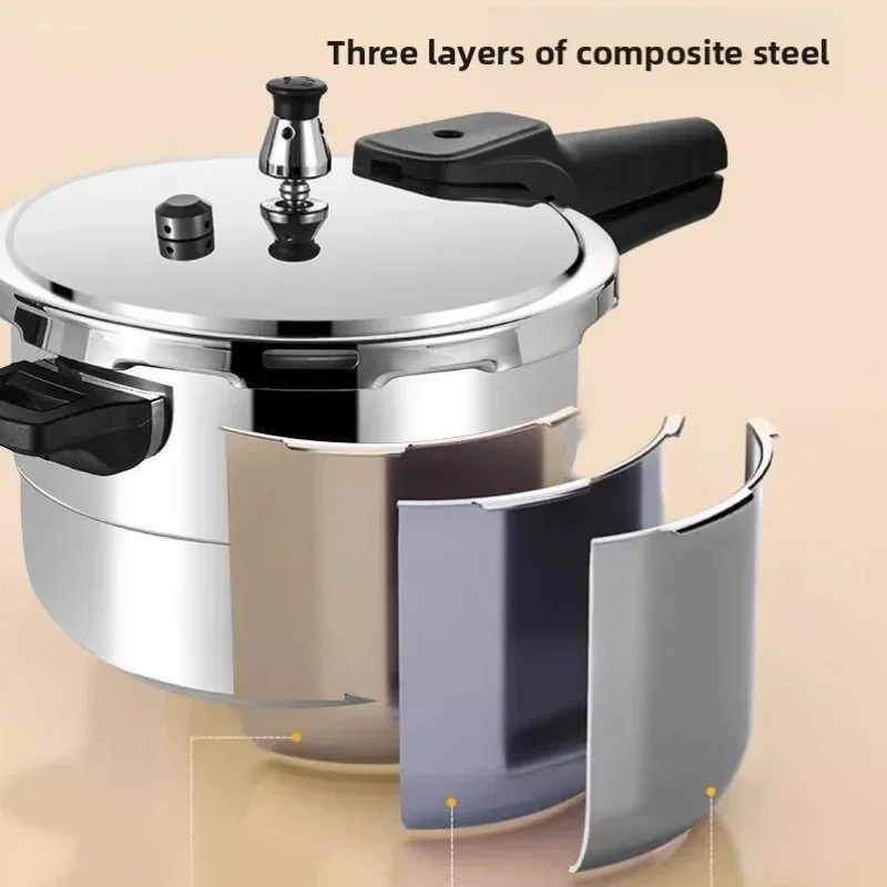 304 Stainless Steel High Pressure Cooker Thickened Explosion Proof Induction Compatible 18 30cm Commercial Pot Pressure Cooker
