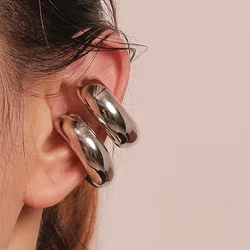 1pair Non Piercing Stainless Steel Gold Pvd Plated Chunky Ear Cuff Unisex Bold Statement Thick Cartilage Cuff Earrings Hot