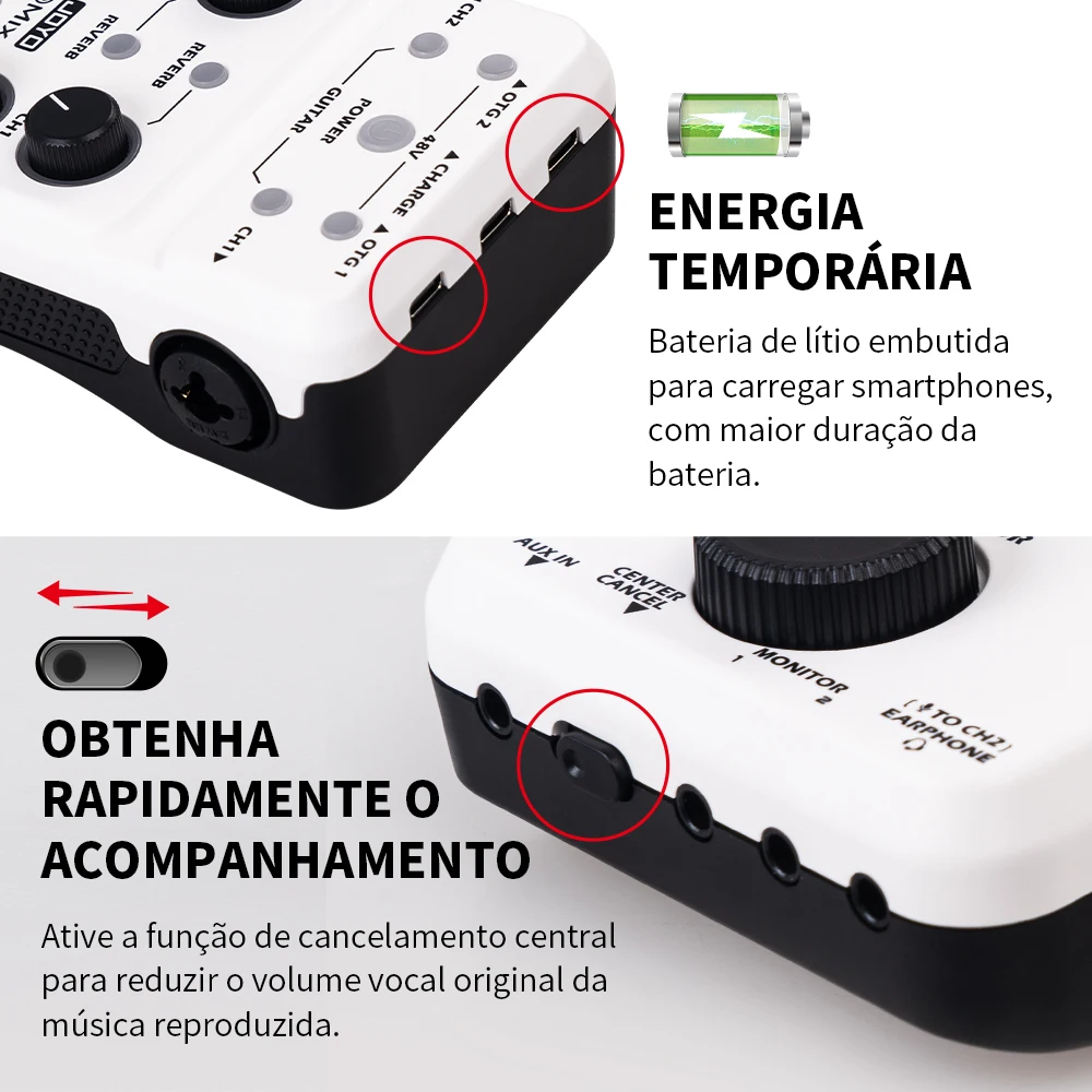 Joyo momix pro placa de som de guitarra 2 entrada estéreo misturador de áudio de sincronização de áudio para gravação e streaming ao vivo ao ar livre