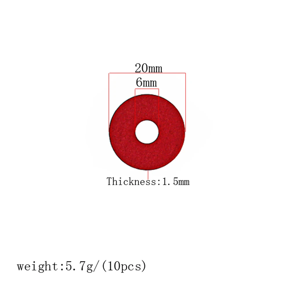 

10 Pcs Red Guitar Gasket Washer Pads Replacement Parts for Electric Jazz Bridge Lightweight Paper Gaskets Fit Standard