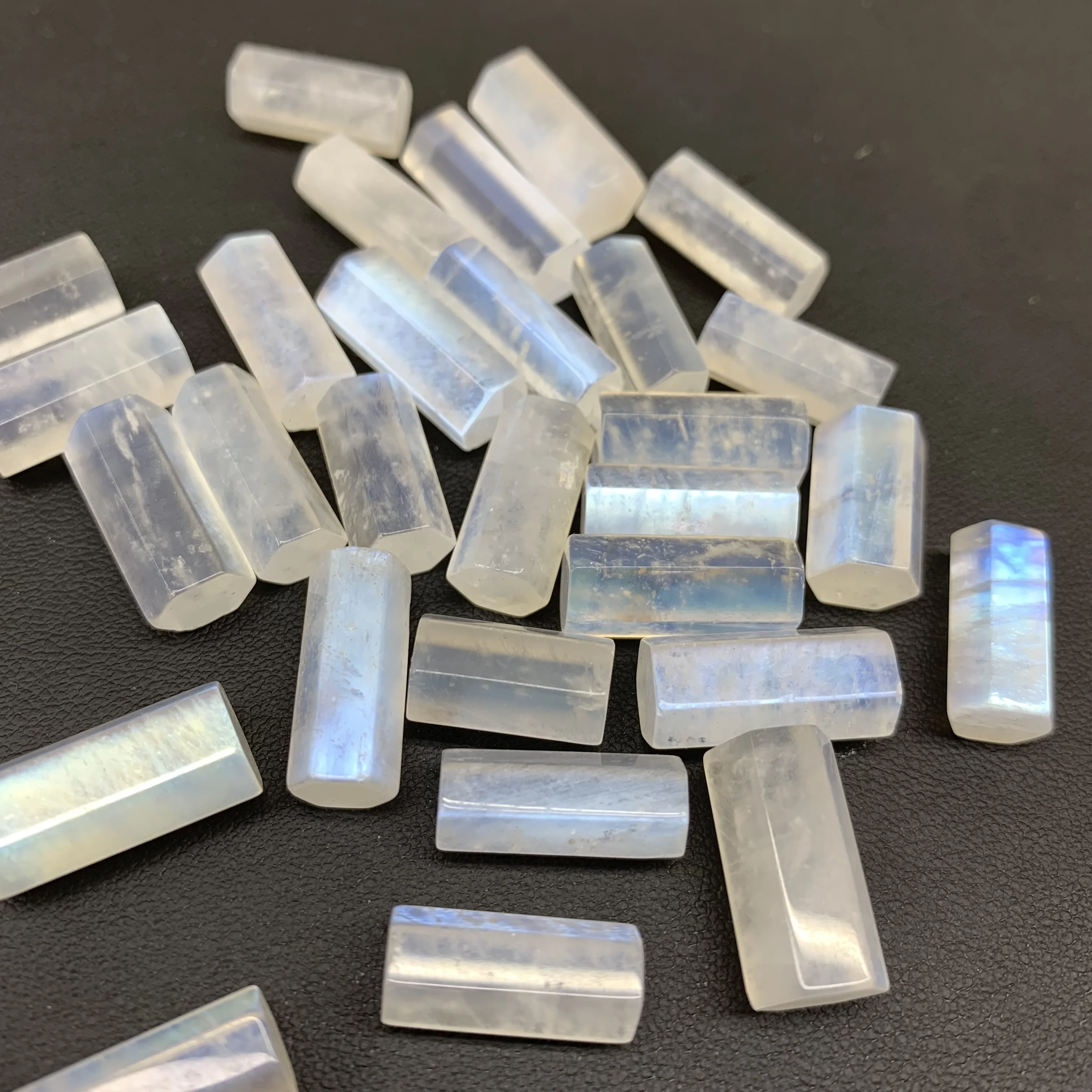 Natural White moonstone hexagonal prism for Jewelry accessories