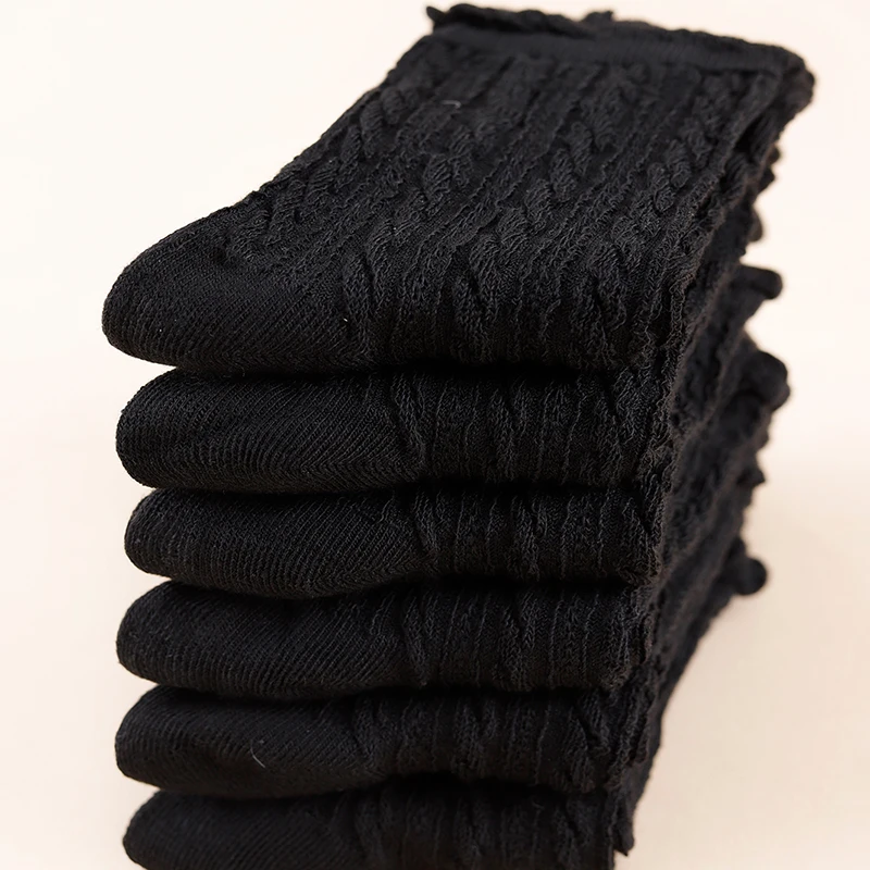 1/5/10/15/20 Pairs Women Retro Preppy Style Twisted Knit Ruffled Trim Slouchy Mid-Calf Socks