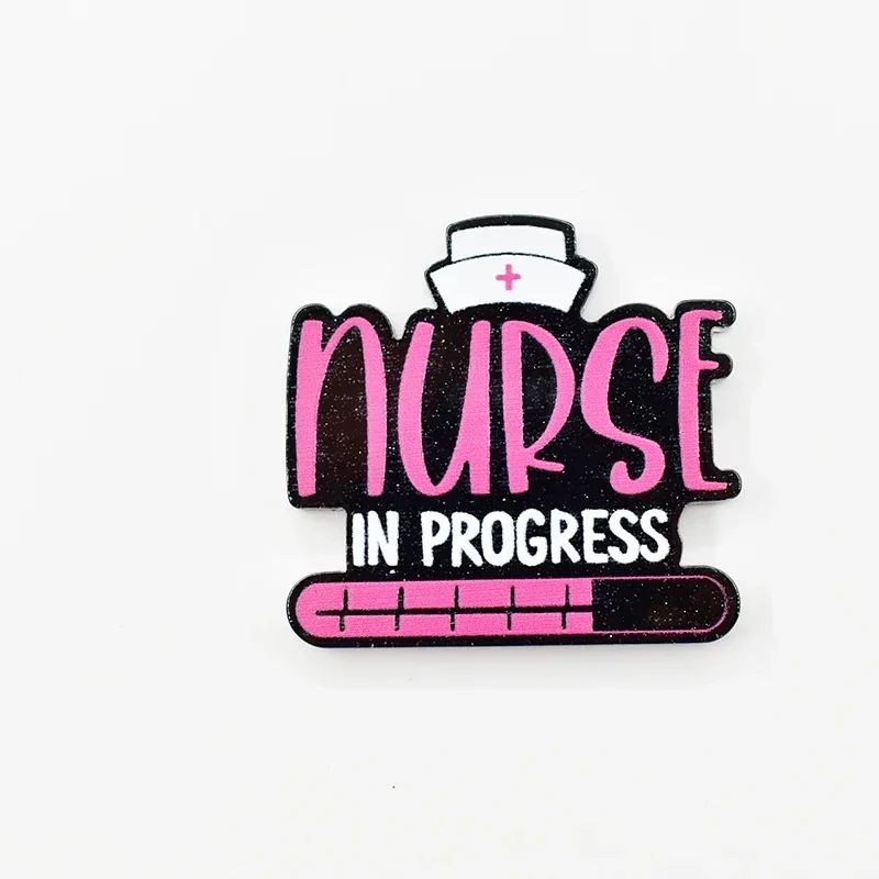 RN Nurse Scrubs Slay Glitter Acrylic Charms Pendant Fit DIY ID Card Badge Holder Jewelry Making Hospital Worker Gift 10PCS