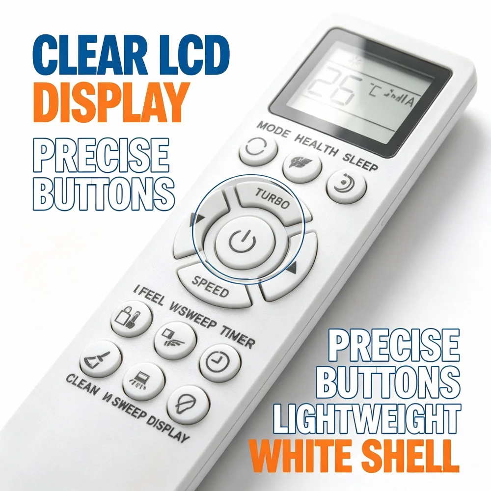 Air Conditioner Remote Control for Changhong KFR‑26GW, Replacement AC Controller With Turbo Sleep Timer Clean Display Function