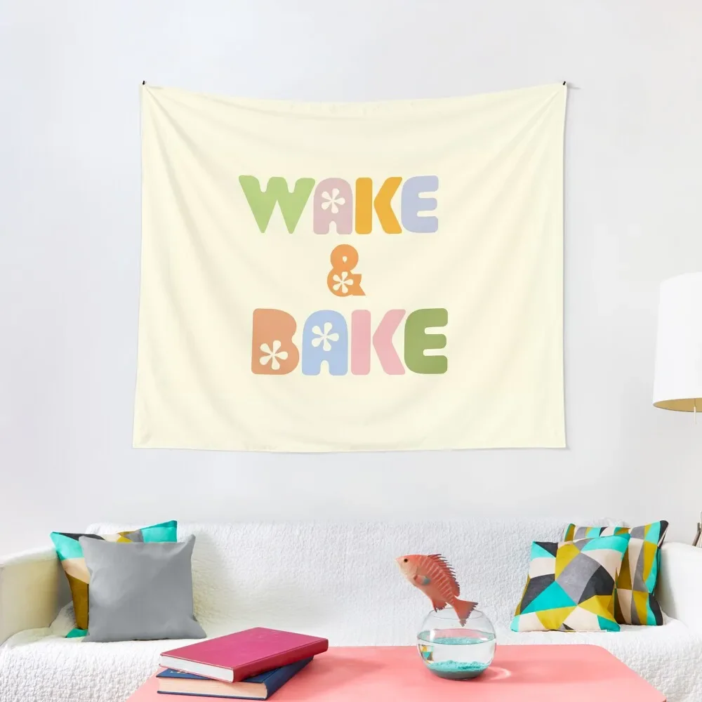 

Гобелен Wake & Bake, украшение для спальни, эстетическое украшение для гостиной, украшение для комнаты, дизайнерский гобелен