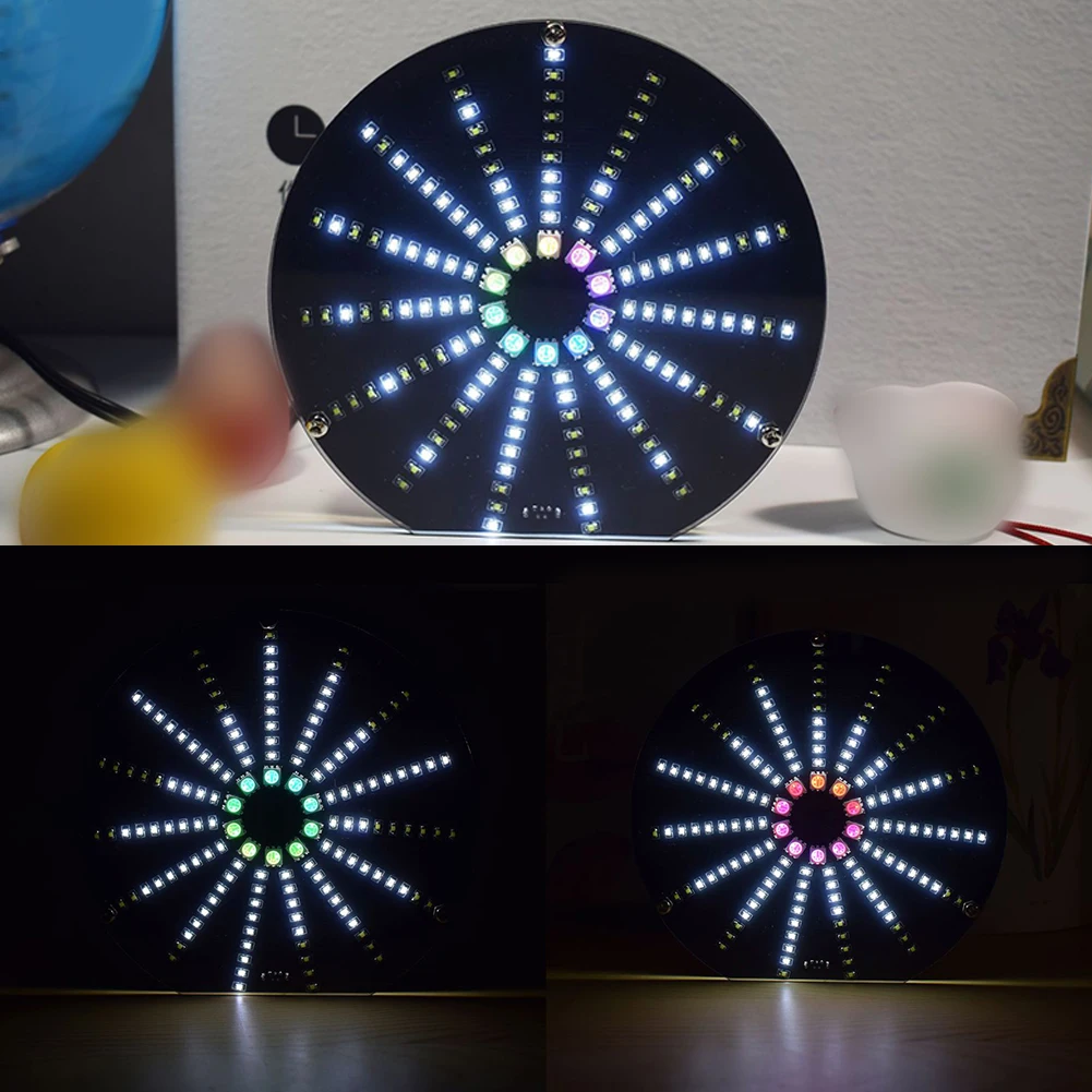 

Circular Audio Visualization DIY Display Kit 10 Full-Color LEDs 135 White LEDs Automatic Music Adaptation 3.94x3.94 Inches