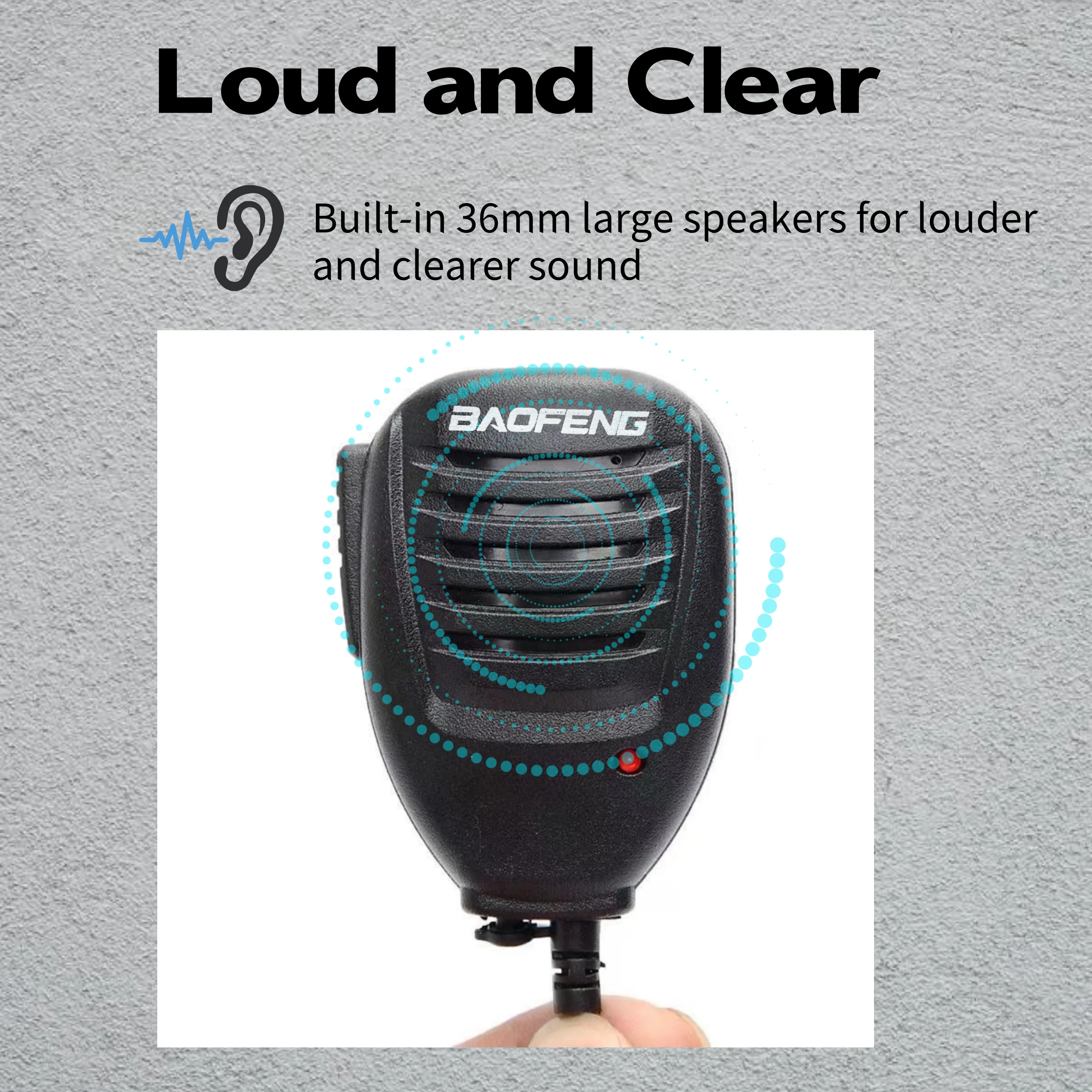 Walkie Talkie Microphone 2 Pin Kenwood PTT Speaker Mic  for Baofeng UV-5R 888s Hunting Security Construction 360° Clip