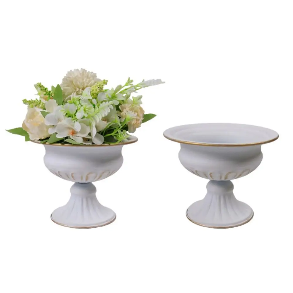 European Retro Flower Vase Metal High-footed Urn-shaped Vase Elegant Luxury Flower Pots Banquet Hall
