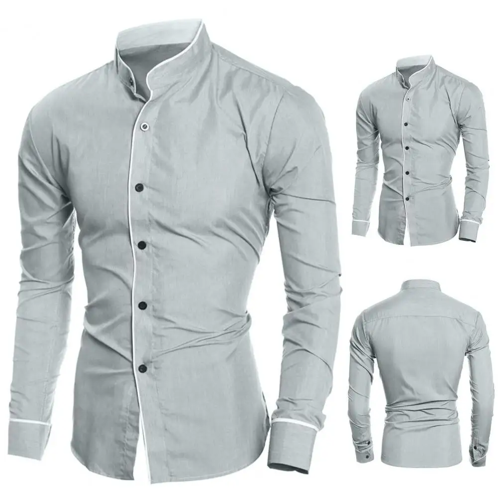 Fabulous  Male Shirt Fit Leisure Solid Color Spring Shirt All Match Slim Men Shirt for Daily Wear