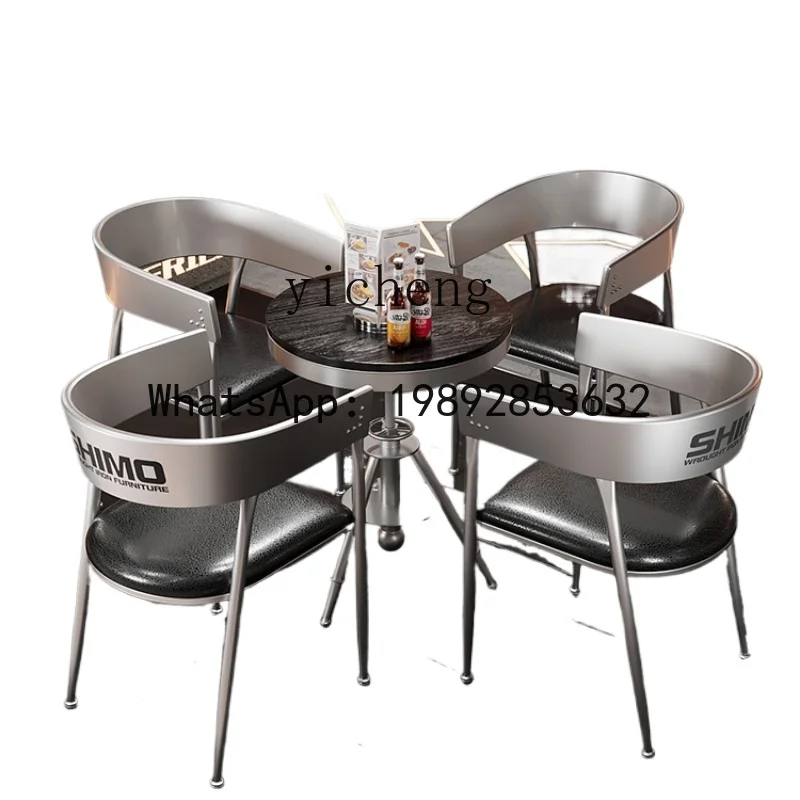 

ZZ Industrial Style Table and Chair Combination Coffee Shop Milk Tea Shop Leisure Area Restaurant Iron Dining Table
