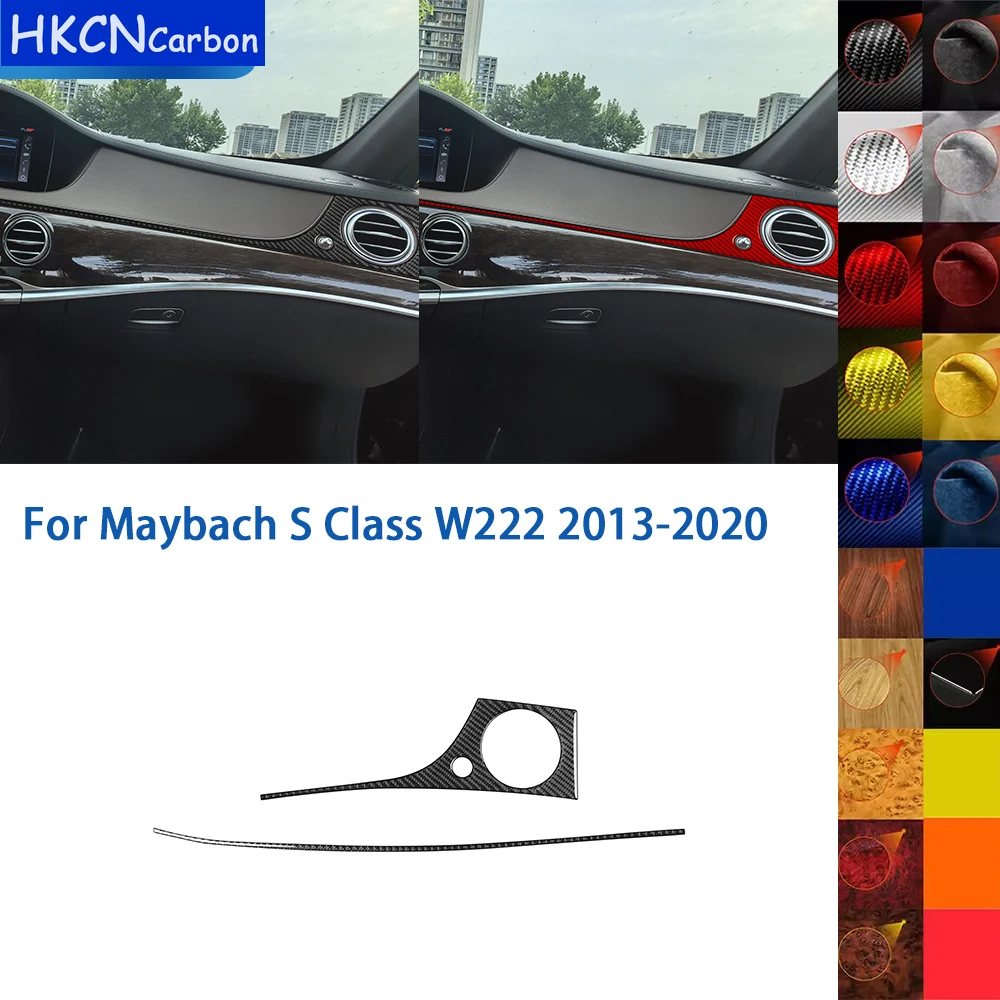 

For Maybach S Class W222 2013-2020 Accessories Real Soft Carbon Fiber Car Co-pilot Dashboard Air Vent Outlet Cover Trim Sticker