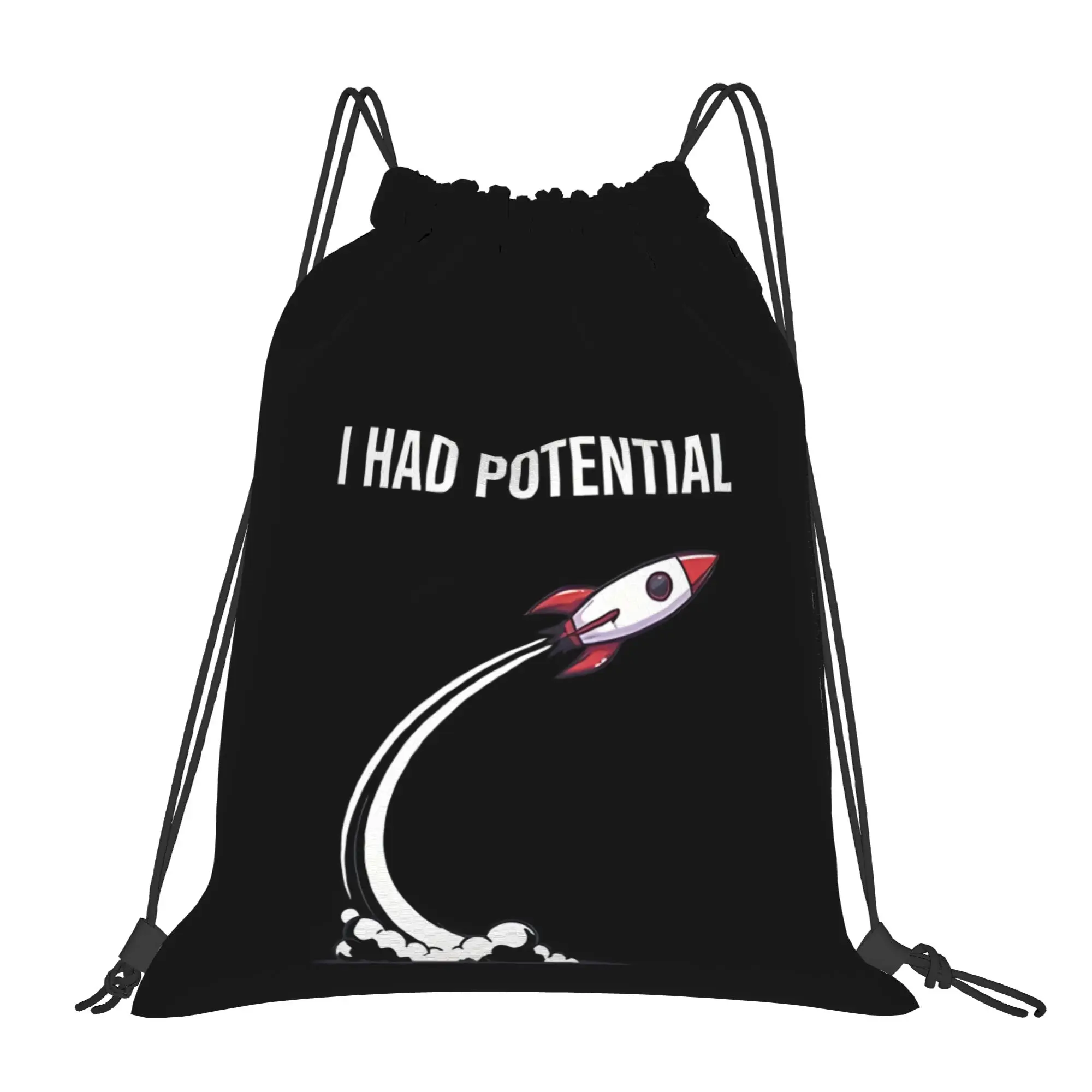 I Had Potential 3  Portable Shopping Drawstring Backpack Riding Backpack Gym Shoes Drawstring Bags