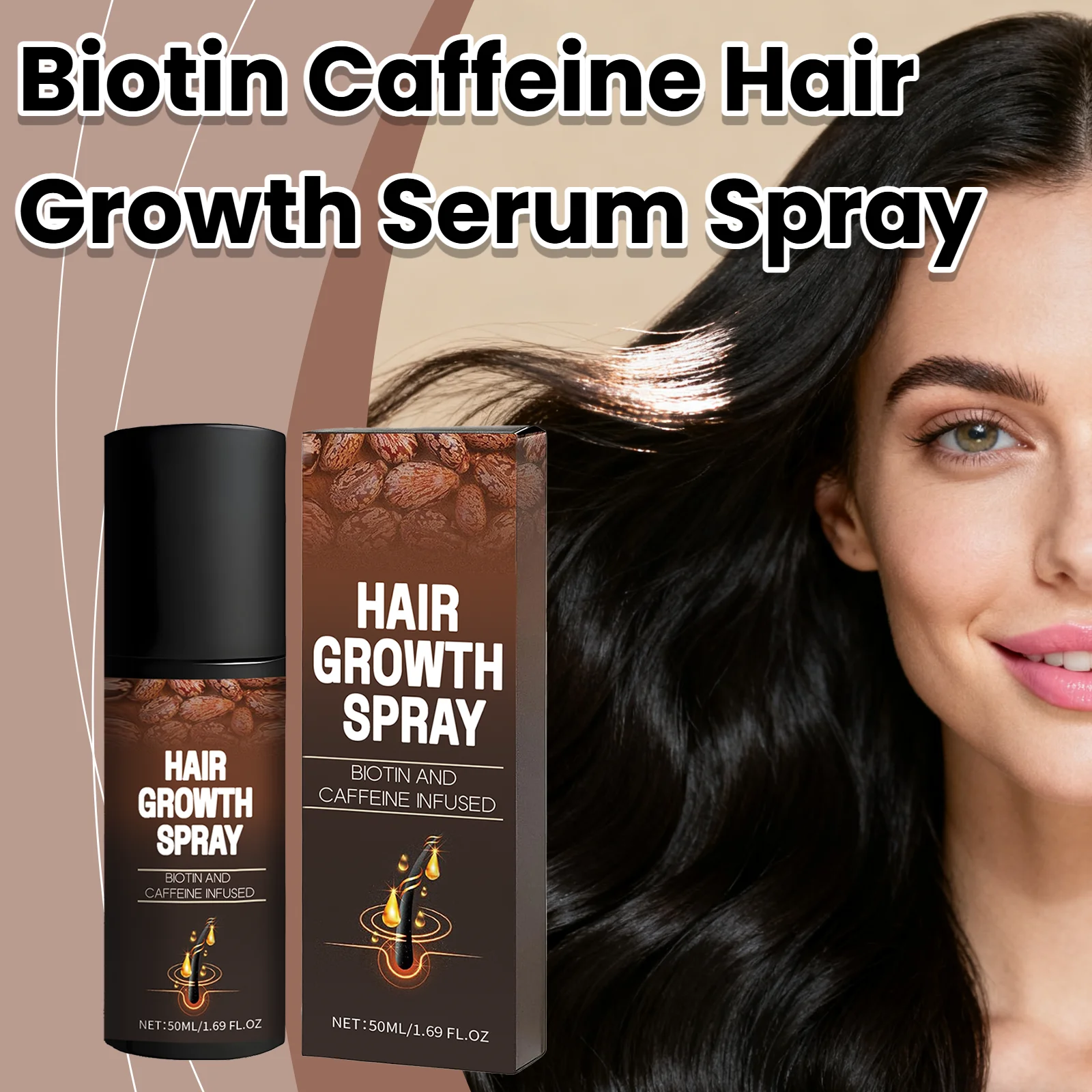 Biotin Caffeine Hair Serum Spray Deep Hydrating Nourishment Strengthen Hair Roots Reduce Hair Loss Smoothing Shiny Hair Care