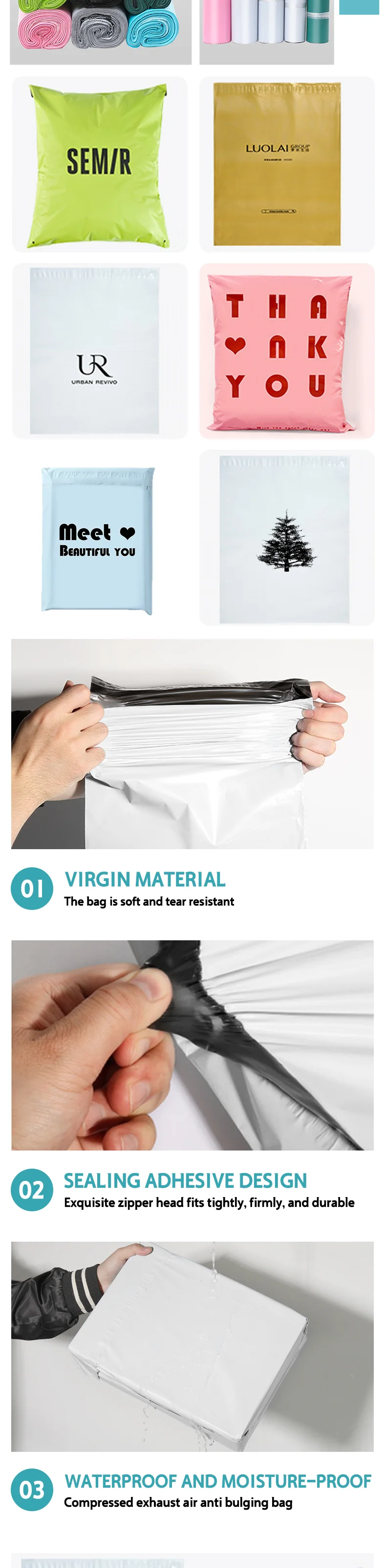 100 Stück Bunte Wasserdichte Versandtaschen Geeignet für Kleidungs- und Schuhverpackungen, Individuelles Logo möglich – Detail 4