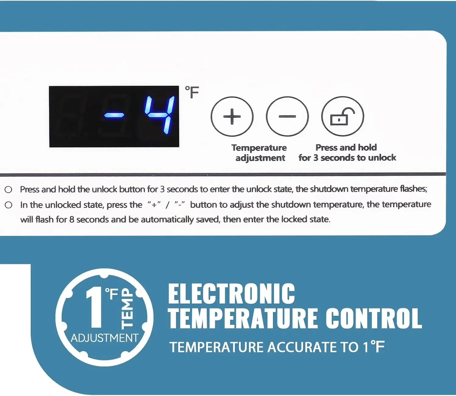 Freeezer dada kecil dalam dengan 2 keranjang dapat dilepas, Freezer kompak dengan Panel kontrol Digital akurat hingga 1 ℉