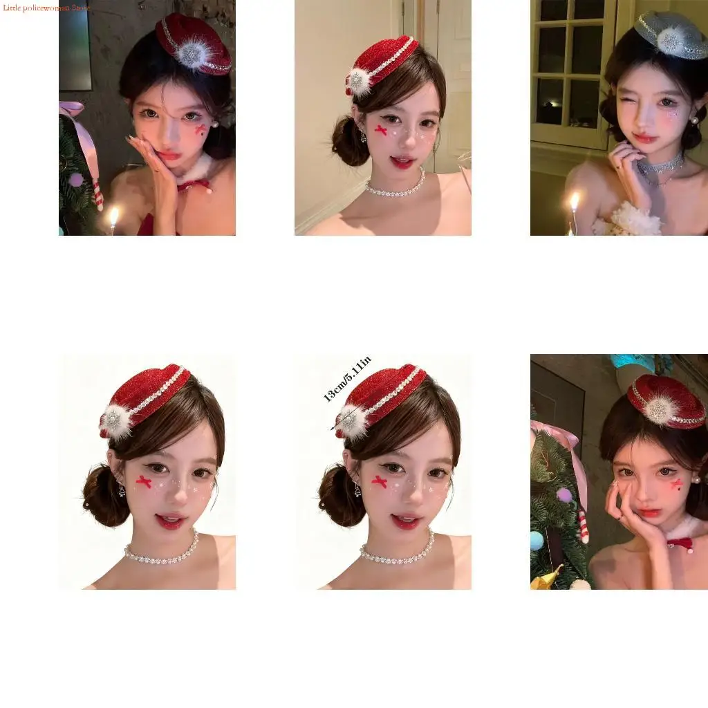 F92D Snowflakes Decors Hair Clip Hat Headwear for Women Girl Festival Event