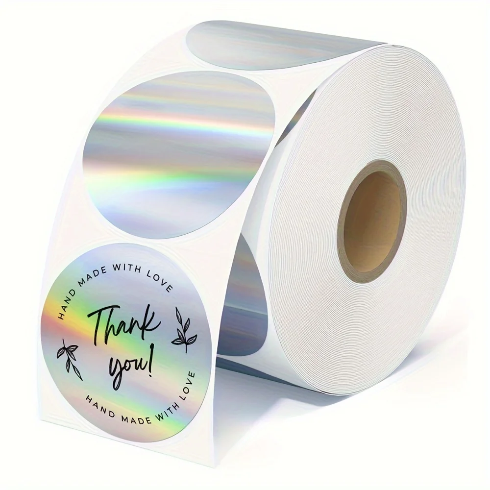 Personalized Round Circle Label Stickers Custom Name Date Thank You Stickers for Bridal Shower Party Favors Hologram Cool Sticke